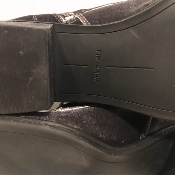 Dolce Vita Velvet Bardot Charcoal Combat Boots - Picture 7 of 8